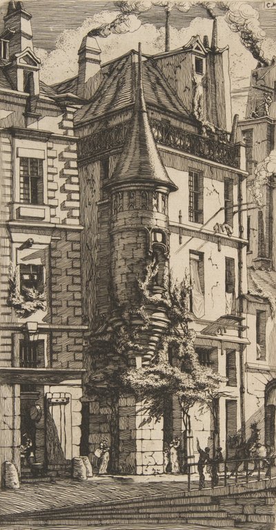 Maison avec une tourelle, rue de la Tixeranderie, Paris, 1852 - Charles Meryon