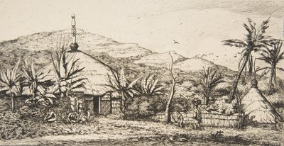 Nouvelle-Calédonie : Grande hutte indigène sur la route de Balade à Puebo - Charles Meryon