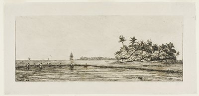 Océanie : Pêche, près des îles avec des palmiers dans le groupe Uea ou Wallis, 1845 - Charles Meryon