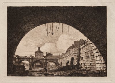 Le Nouveau Pont et la Samaritaine vus sous la première arche, 1855 - Charles Meryon