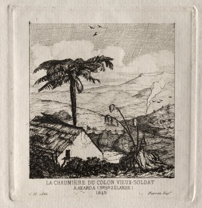 La hutte du vieux soldat colon à Akaroa, 1845 - Charles Meryon