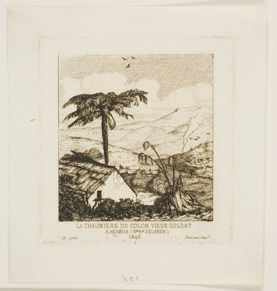 La chaumière du vieux soldat, Akaroa, 1845 - Charles Meryon