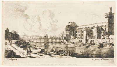 Le "Pavillon de Mademoiselle" et une partie du Louvre - Charles Meryon