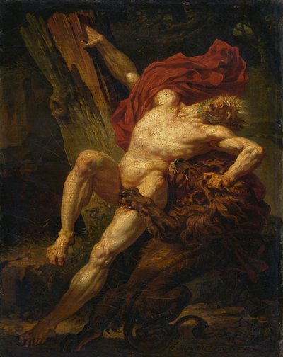 Milo de Croton attaqué par un lion - Charles Meynier