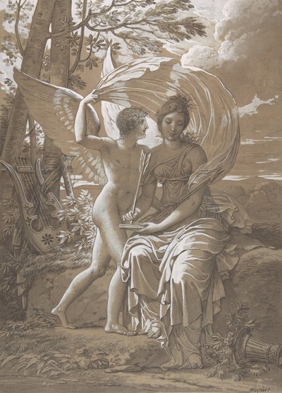 La Muse Erato écrivant des vers inspirés par l