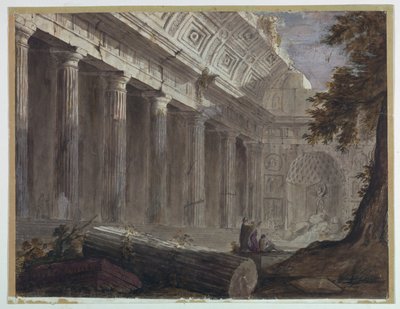 Ruines antiques avec figures contemplant - Charles Michel Ange Challe
