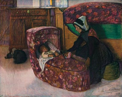Mère et enfant, intérieur vendéen - Charles Milcendeau
