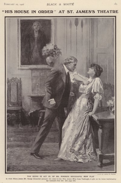 Acteurs anglais George Alexander et Irene Vanbrugh dans une production de la pièce His House in Order d