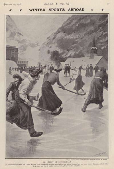 Jouer au hockey sur glace à Grindelwald, Suisse - Charles Mills (after) Sheldon