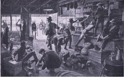 Les Boers pillant un magasin dans la propriété de Grange River, illustration de Après Pretoria : La Guerre de guérilla - Charles Mills Sheldon