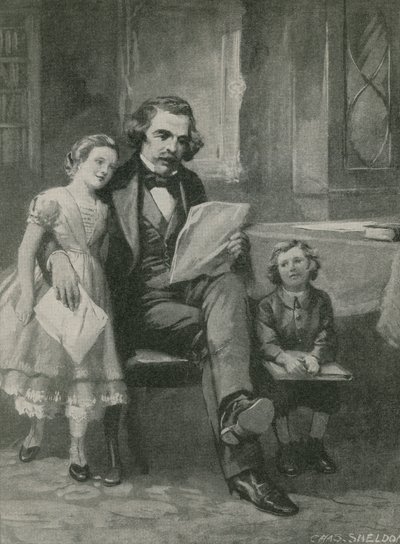 Nathaniel Hawthorne lisant à ses enfants - Charles Mills Sheldon