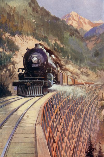 Train traversant un canyon en Amérique du Nord - Charles Mills after Sheldon