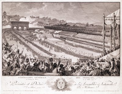 Fête de la Fédération, 14 juillet 1790, au Champ de Mars, gravé par Isidore Stanislas Helman - Charles Monnet