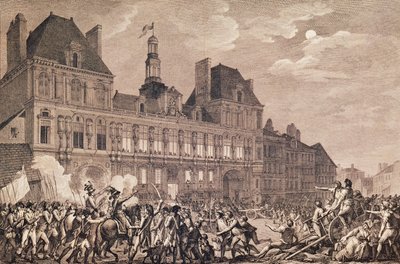 Robespierre, Saint-Just, Couthon et Hanriot se réfugiant à l