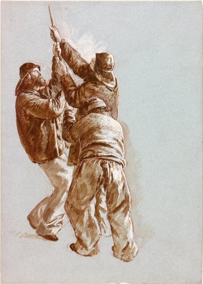 Pêcheurs tirant une corde - Charles Napier Hemy