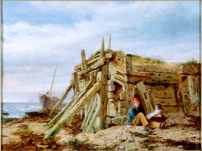 Sous la digue, vers 1863 - Charles Napier Hemy