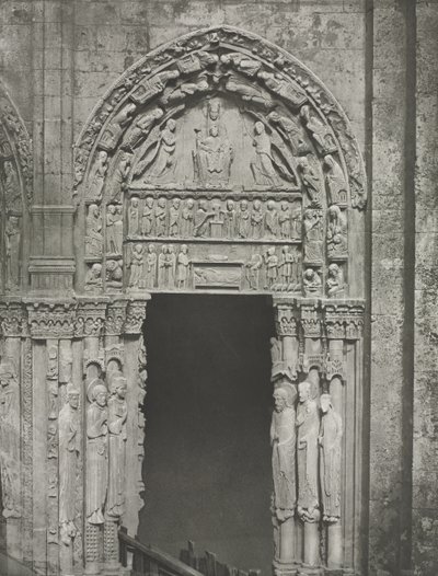 Cathédrale de Chartres : Porte droite du portail royal avec Notre-Dame de Chartres - Charles Nègre