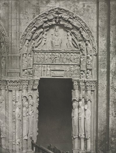 Cathédrale de Chartres : Porte droite du portail royal avec Notre-Dame de Chartres, 1857 - Charles Nègre