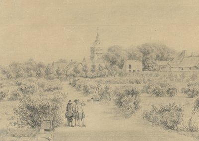 Vue du clocher et partie du village de Marigny prise du salon du château - Charles Nicolas Cochin (II)