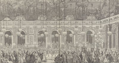 Décoration pour un bal masqué à Versailles, vers 1860 réimpression de la planche de 1764 - Charles Nicolas Cochin