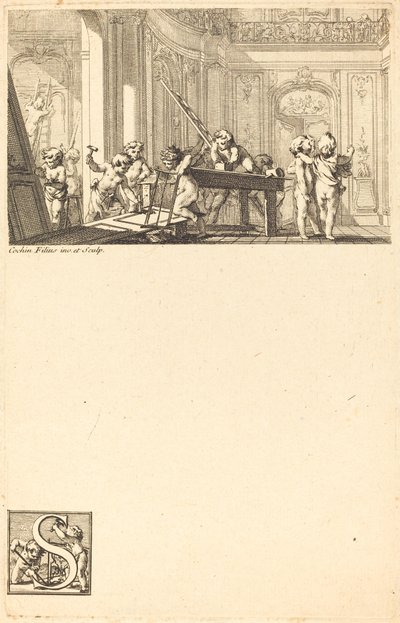 Putti préparant la décoration intérieure d