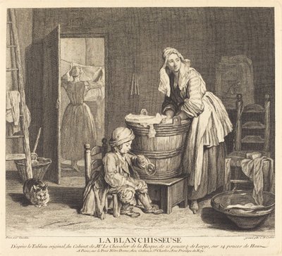 La Blanchisseuse - Charles Nicolas Cochin I after Jean Siméon Chardin