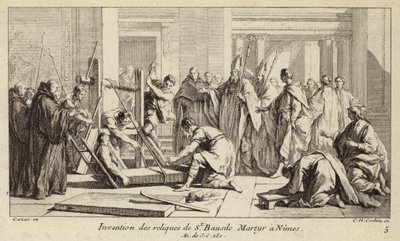 Découverte des reliques de Saint Baudile, martyrisé à Nîmes en 250 - Charles Nicolas II Cochin