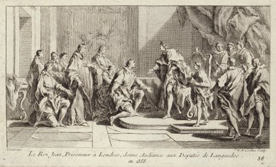 Le roi Jean II de France, prisonnier des Anglais à Londres, donnant audience à une députation du Languedoc - Charles Nicolas II Cochin