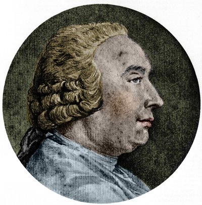 Portrait de David Hume, philosophe écossais. Dessin par Charles - Nicolas Cochin Jr. - Charles Nicolas II Cochin