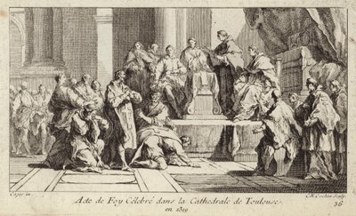 Cathares repentants déclarant leur foi dans la religion catholique à la cathédrale de Toulouse, France - Charles Nicolas II Cochin