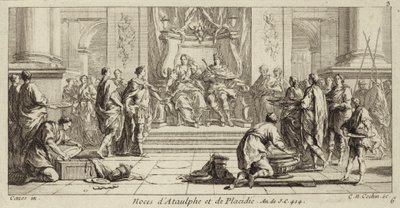 Mariage de Galla Placidia et Ataulf, roi des Wisigoths, Narbonne, 414 (gravure) - Charles Nicolas II Cochin