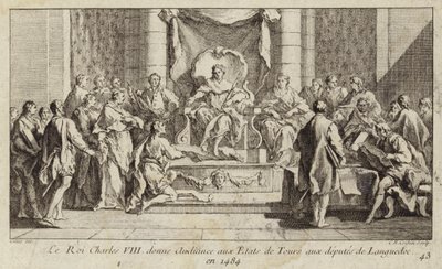 Le roi Charles VIII de France donnant audience aux députés du Languedoc aux États généraux de Tours - Charles Nicolas II Cochin