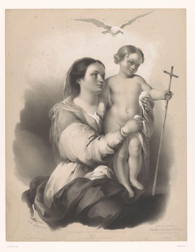 Madone avec enfant debout sur ses genoux - Charles Nicolas Lemercier