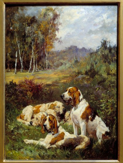 Quatre chiens de chasse - Charles Oliver de Penne