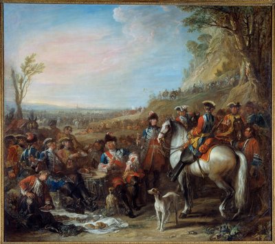 Arrêt des grenadiers à cheval de la maison du roi (1734). Au centre, Monsieur de Creil, Commandant - Charles Parrocel