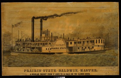 Prairie State. Baldwin, Maître. Un paquebot régulier de St Louis à La Salle, sur la rivière Illinois - Charles Parsons