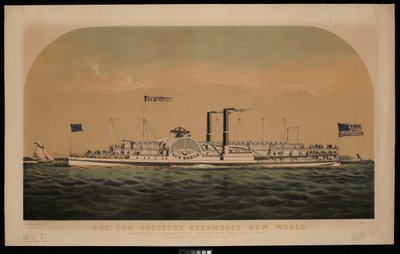 Le bateau à vapeur basse pression New World. Naviguant sur le fleuve Hudson, entre New York et Albany - Charles Parsons