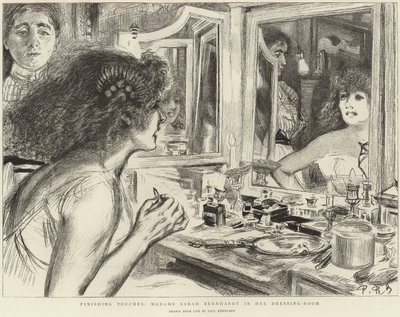 Madame Sarah Bernhardt dans sa loge (lithographie) - Charles Paul (after) Renouard