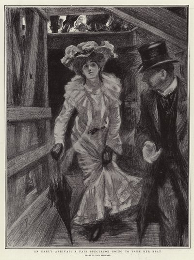 Une arrivée précoce, une spectatrice de la foire allant prendre sa place - Charles Paul Renouard
