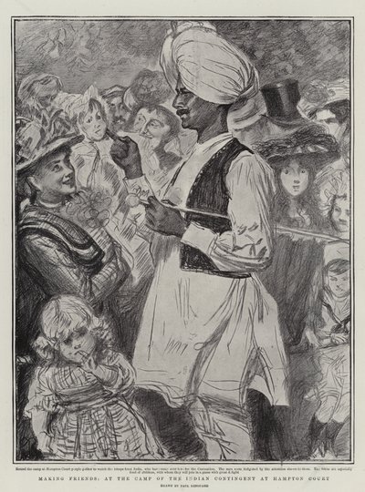 Faire des amis, au camp du contingent indien à Hampton Court - Charles Paul Renouard