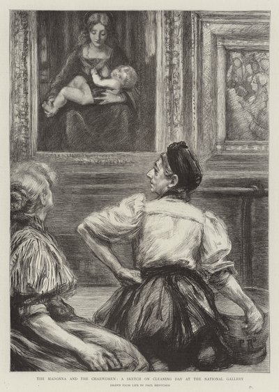 La Madone et les femmes de ménage, une esquisse du jour de nettoyage à la National Gallery - Charles Paul Renouard