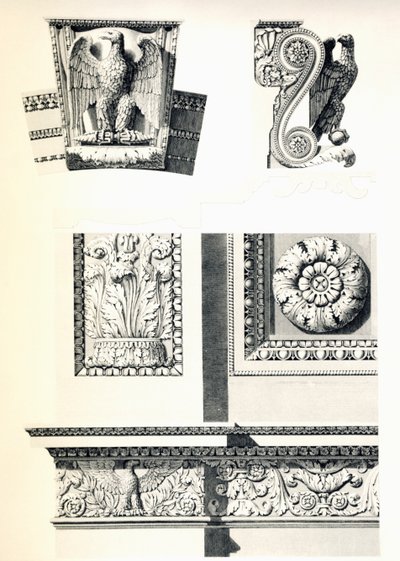 Décoration avec aigles, rosaces et feuilles d