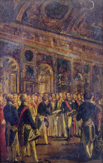 Le Sénat présentant à Louis Napoléon Bonaparte (1808-73) le résultat du plébiscite le proclamant empereur, à Saint-Cloud, le 1er décembre 1852 - Charles Philippe Lariviere