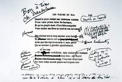 Épreuve corrigée des Fleurs du Mal - Charles Pierre Baudelaire