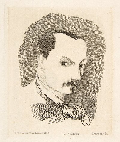 Autoportrait de Charles Baudelaire, pub. 1869 (eau-forte) - Charles Pierre Baudelaire