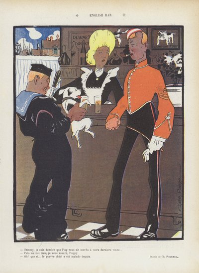 Bar anglais. Illustration pour Le Rire - Charles Pourriol
