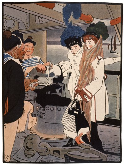 Navire de guerre, c.1900 (impression) - Charles Pourriol
