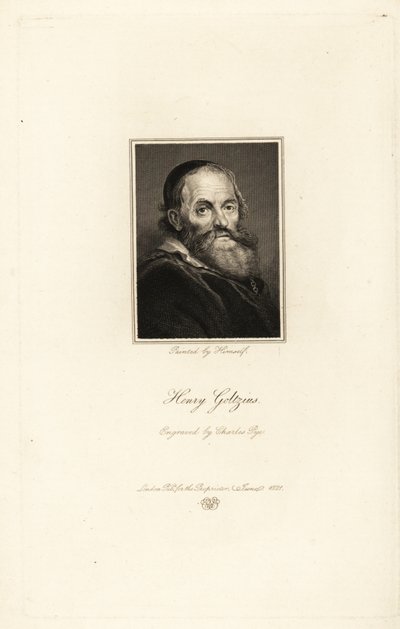 Portrait de Hendrick Goltzius, graveur, dessinateur et peintre né en Allemagne et actif aux Pays-Bas - Charles Pye