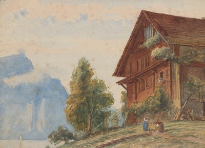 Chalet avec personnages - Charles Reginald Aston