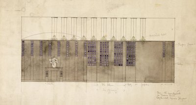 Design pour un mur, une table et des portes, pour A.S. Ball, Berlin, 1905 - Charles Rennie Mackintosh